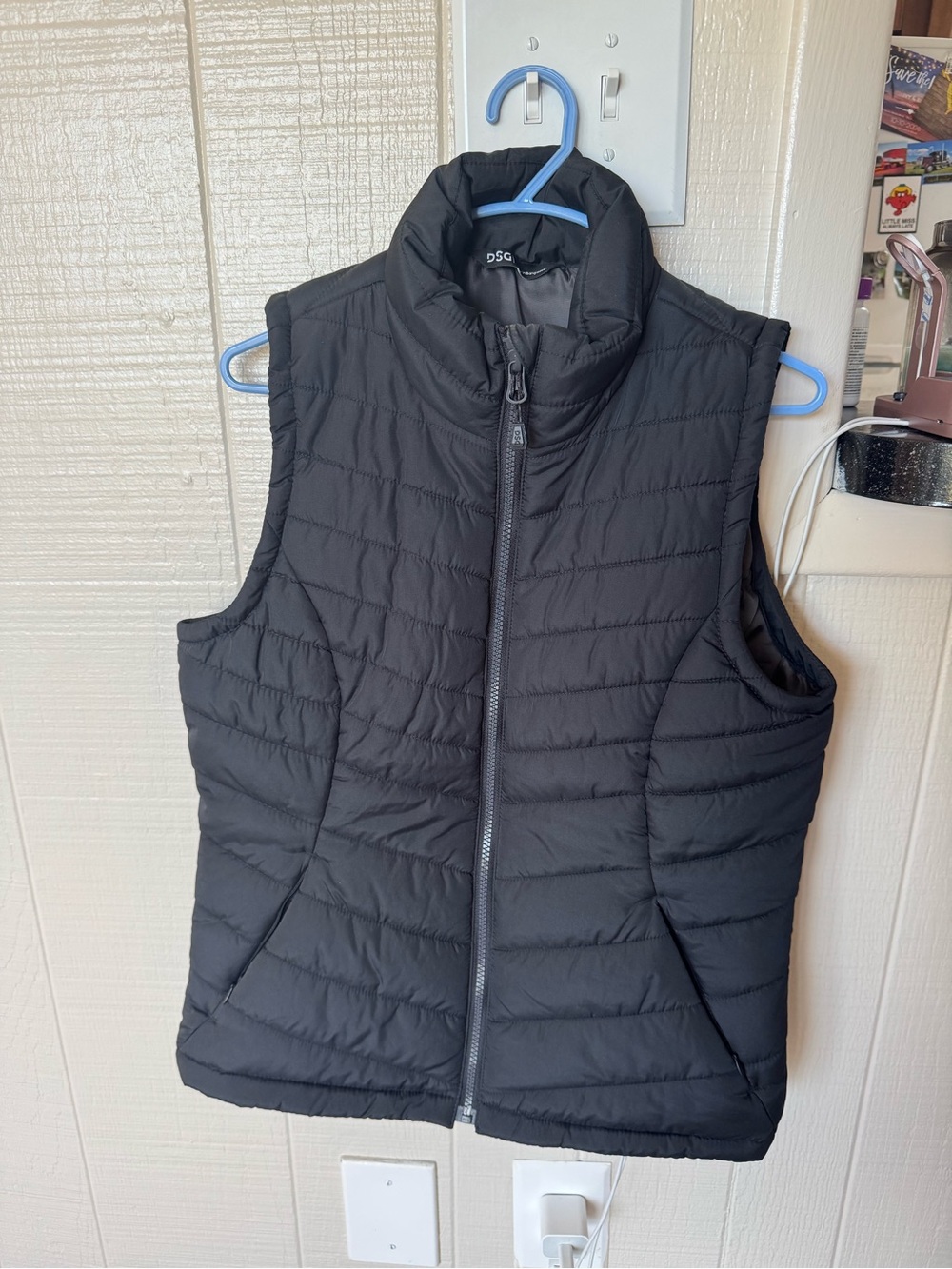 DSG Black Quilted Vest with Stand Collar